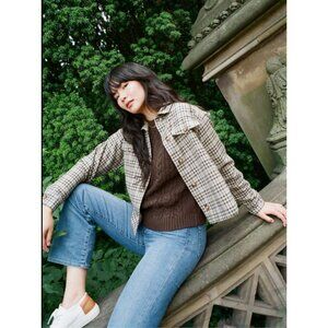 NWT ABLE Gianna Plaid Jacket S Blazer Cropped Pockets Academia Classic Capsule